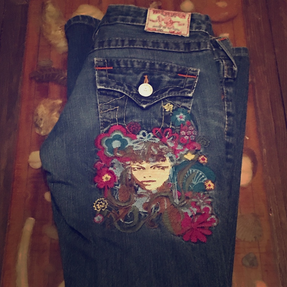 Embroidered True Religion Jeans